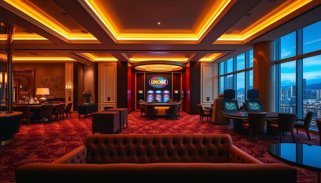 A luxurious, meticulously crafted VIP membership experience at the UHO88 entertainment club. A grand, gilded lobby illuminated by warm, ambient lighting sets the tone. In the foreground, a plush velvet lounge with elegant furnishings. The middle ground showcases an exclusive private gaming area, outfitted with the latest state-of-the-art equipment. In the background, a panoramic view of the city skyline, hinting at the VIP's elevated status. The overall atmosphere conveys a sense of exclusivity, refinement, and the pinnacle of entertainment and hospitality. A luxurious, meticulously crafted VIP membership experience at the UHO88 entertainment club. A grand, gilded lobby illuminated by warm, ambient lighting sets the tone. In the foreground, a plush velvet lounge with elegant furnishings. The middle ground showcases an exclusive private gaming area, outfitted with the latest state-of-the-art equipment. In the background, a panoramic view of the city skyline, hinting at the VIP's elevated status. The overall atmosphere conveys a sense of exclusivity, refinement, and the pinnacle of entertainment and hospitality.