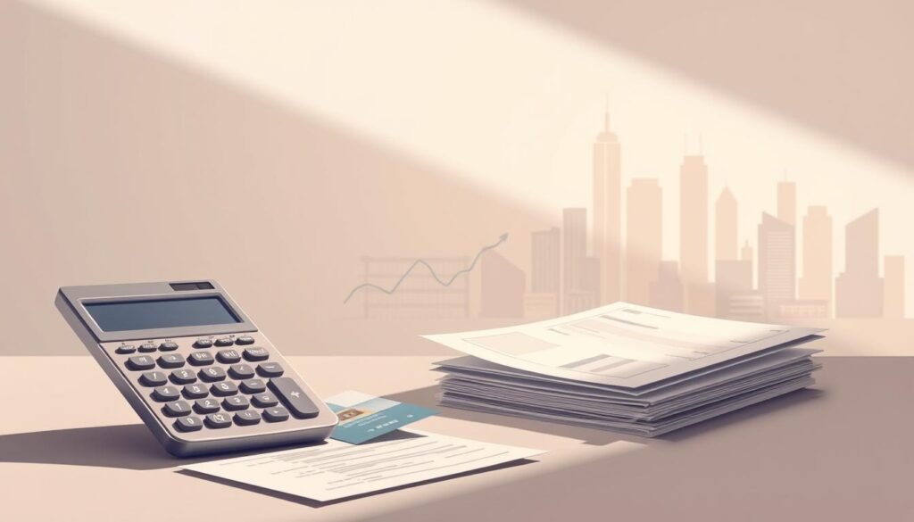 A detailed, modern illustration of "personal loan interest rates" in a clean, minimalist style. The foreground features a calculator, credit card, and financial documents against a mid-toned background. Lighting is soft and directional, creating dimensional shadows. The middle ground showcases a graph or chart visualizing interest rate trends. The background depicts an abstract cityscape or financial skyline in muted, pastel colors. The overall mood is one of analytical sophistication, conveying the nuances of the personal loan market dynamics. A detailed, modern illustration of "personal loan interest rates" in a clean, minimalist style. The foreground features a calculator, credit card, and financial documents against a mid-toned background. Lighting is soft and directional, creating dimensional shadows. The middle ground showcases a graph or chart visualizing interest rate trends. The background depicts an abstract cityscape or financial skyline in muted, pastel colors. The overall mood is one of analytical sophistication, conveying the nuances of the personal loan market dynamics.